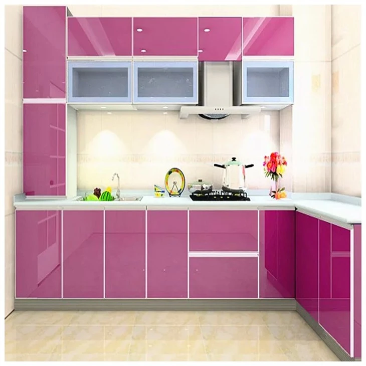 Pink Lacquer Cupboard Kitchen Cabinet