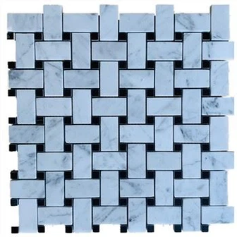 Mosaico in Marmo Bianco Carrara Basketweave