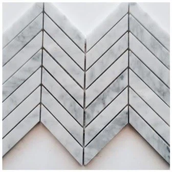 Mosaico in marmo Bianco Carrara Chevron