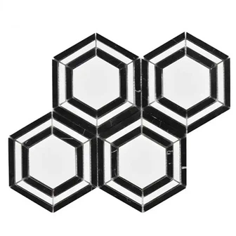 Piastrella a mosaico esagonale Thassos Nero Marquina