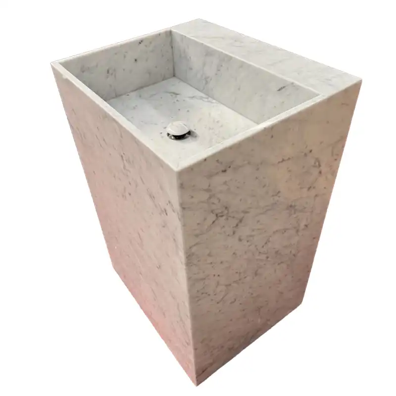 Lavabo su colonna in marmo di Carrara
