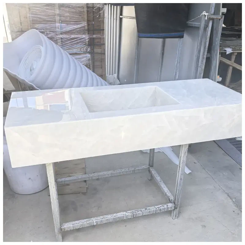 White Cristallo Quartzite Floating Vanity Tops